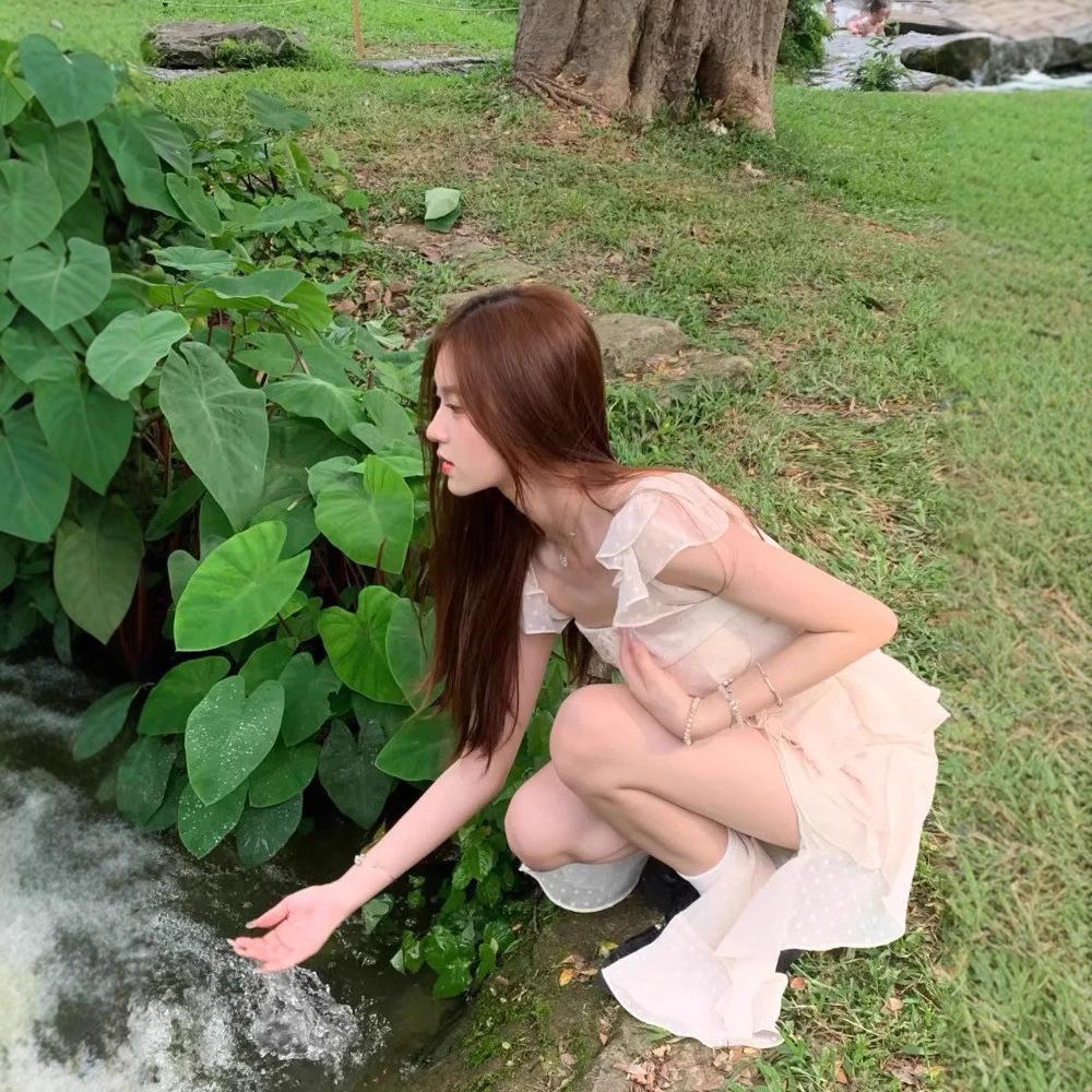 Pure Desire Style Spice Girl Wears French Temperament Trailing Suspender Dress Design Sense Niche Seaside Vacation Style Long Dress