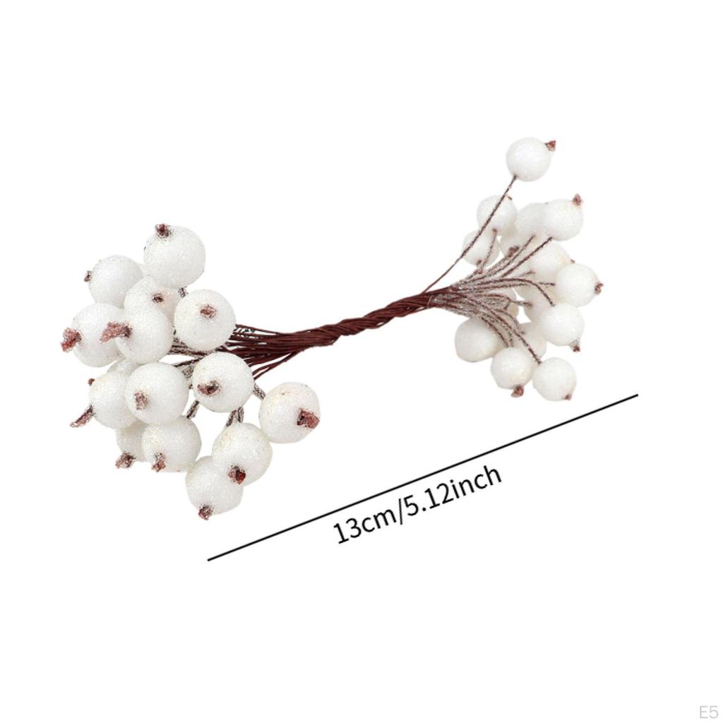 40 Köpfe Künstliche Frosted Holly Beeren Blumenarrangement Gefälschte 20 Draht für Party Handwerk