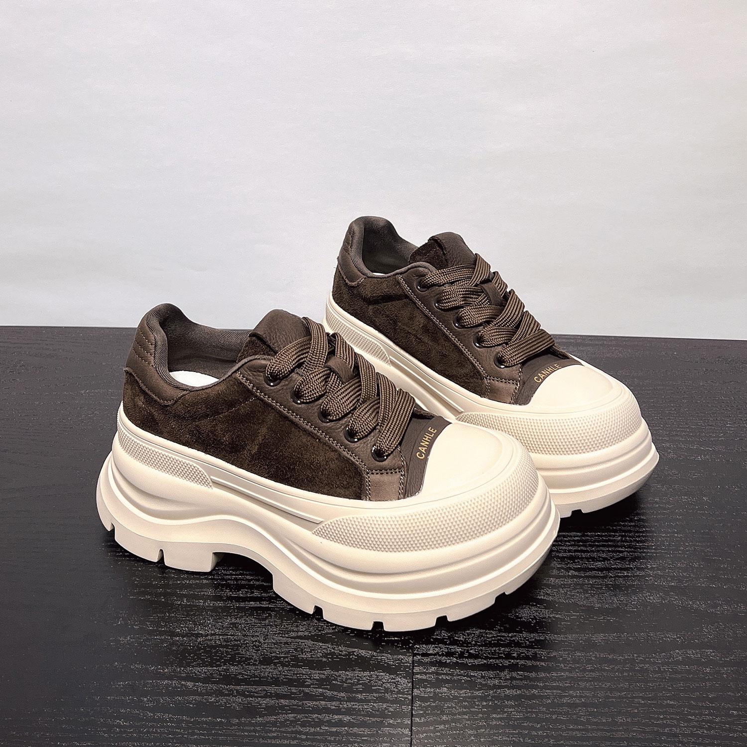 

Small leather platform shoes women s height increase new super fire versatile lightweight soft sole casual shoes 40