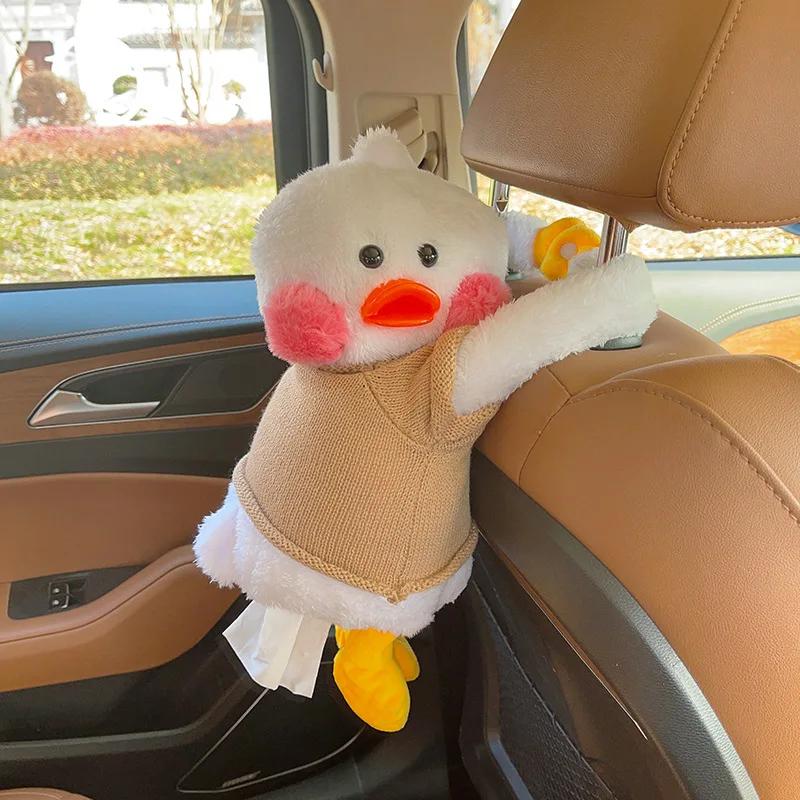 Soft Plush Tissue Box Cute Pet Hanging Car Paper Tower Box Creative Plush Doll Tissue Box In-car Armrest Doll Decoration