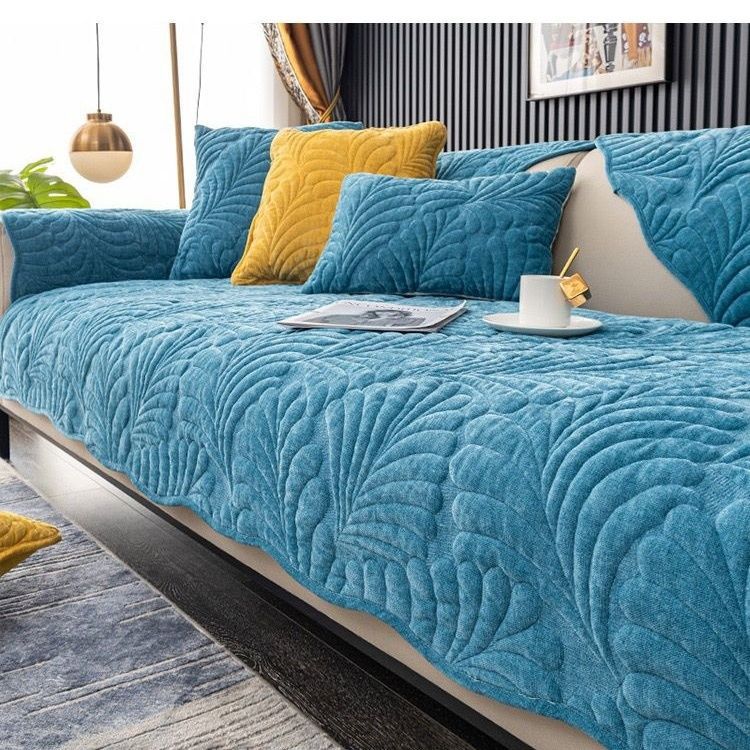 Plantain Leaf Chenille Sofa Cushion Four Seasons With Non-Slip Light Luxury Simple Living Room Seat Cushion Backrest Towel  Can Be Labeled