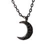 Punk Necklace with Moon Pendant, Black Necklace