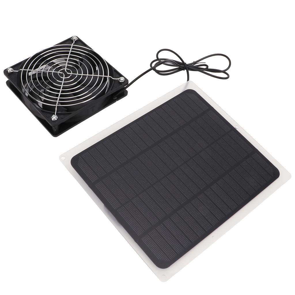 10W Solar Panel Fan Kit Waterproof Cooling Ventilator for Dog Chicken House Greenhouse