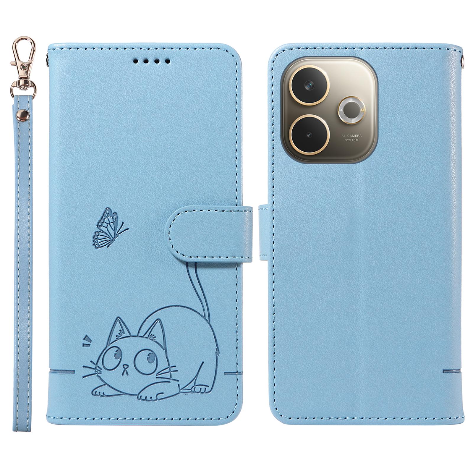 

For Oppo A5 4G (Global) /5G (Global)/A5 4G/5G/A3 Pro (Global) 5G Wallet Case with Strap Cat Pattern Imprint Leather Phone Cover B