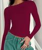 European/American Autumn Versatile Solid Color Long Sleeve Pullover T-Shirt