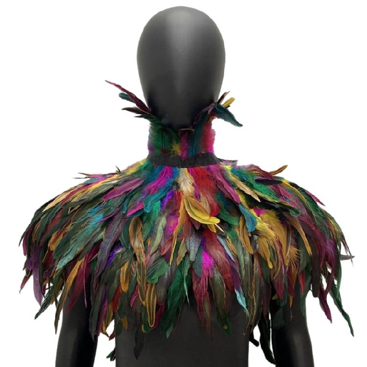 Mantello con Piume a Tema per Feste di Donne, Abito per Festival Musicali, Sciarpa da Travestimento, Mantello Cosplay