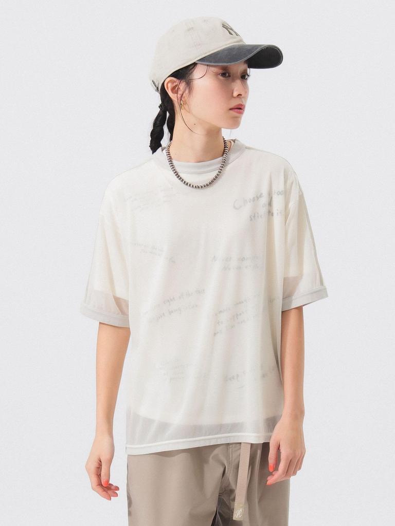Beams Boy S/S Tee Sheer Line Short Sleeve Women's OFF_WHT FREE