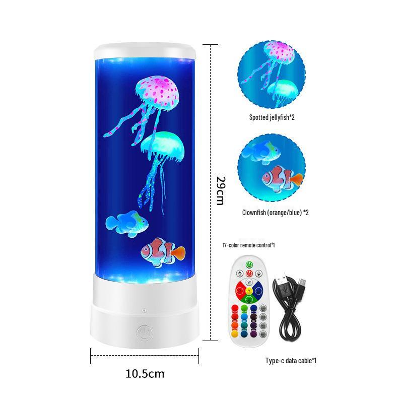 Creative Medium-Sized LED Jellyfish Mood Light - USB Powered, Color-Changing Cylindrical Lamp