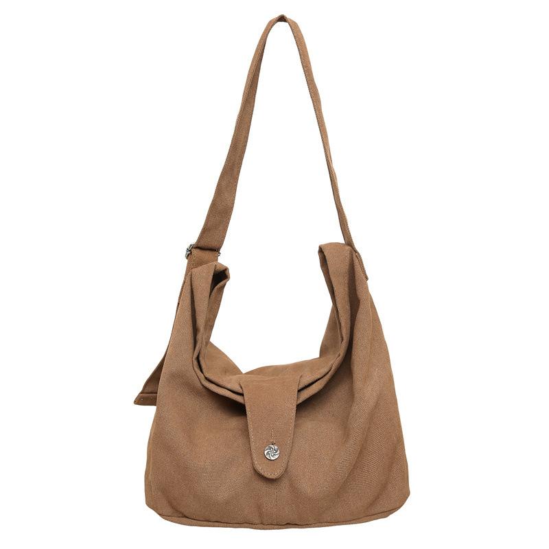 Student Messenger Bag Solid Color Crossbody Bag Men Canvas Bag Women's Large Capacity Commuter Shoulder Bag