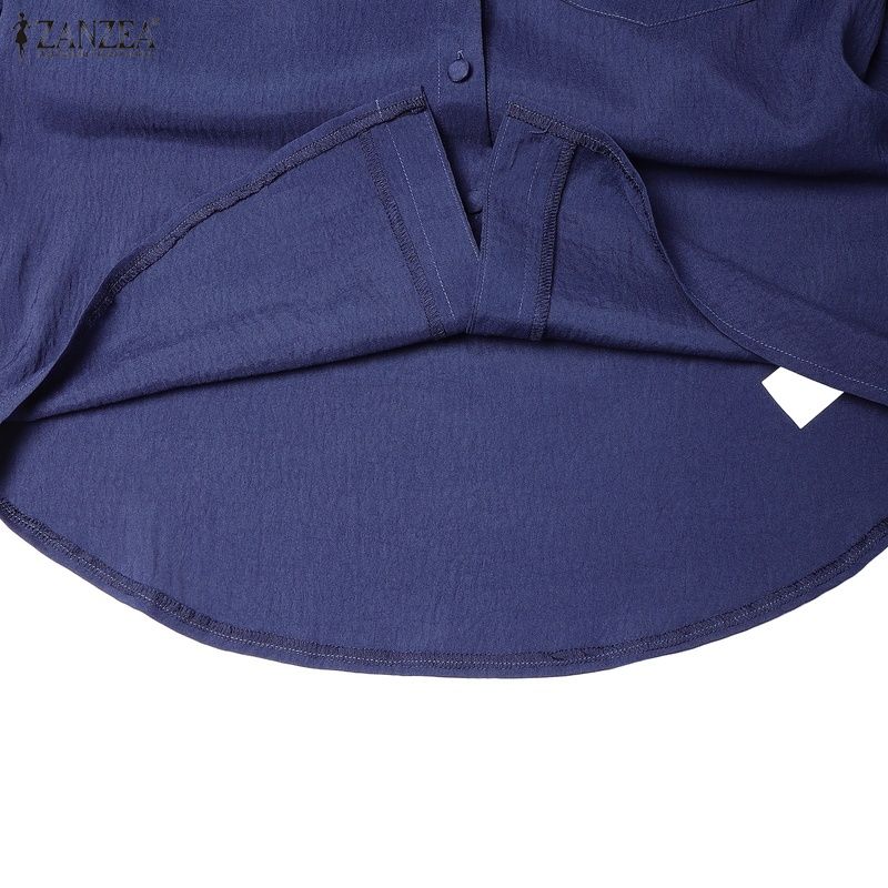 ZANZEA Women Casual V-Neck Solid Color Loose 3/4 Sleeve Blouse