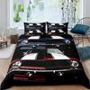 Race Car King Queen Duvet Cover Cool Speed Racing Bedding Set Teens Men Black Sport Car Quilt Cover Polyester Comforter Cover