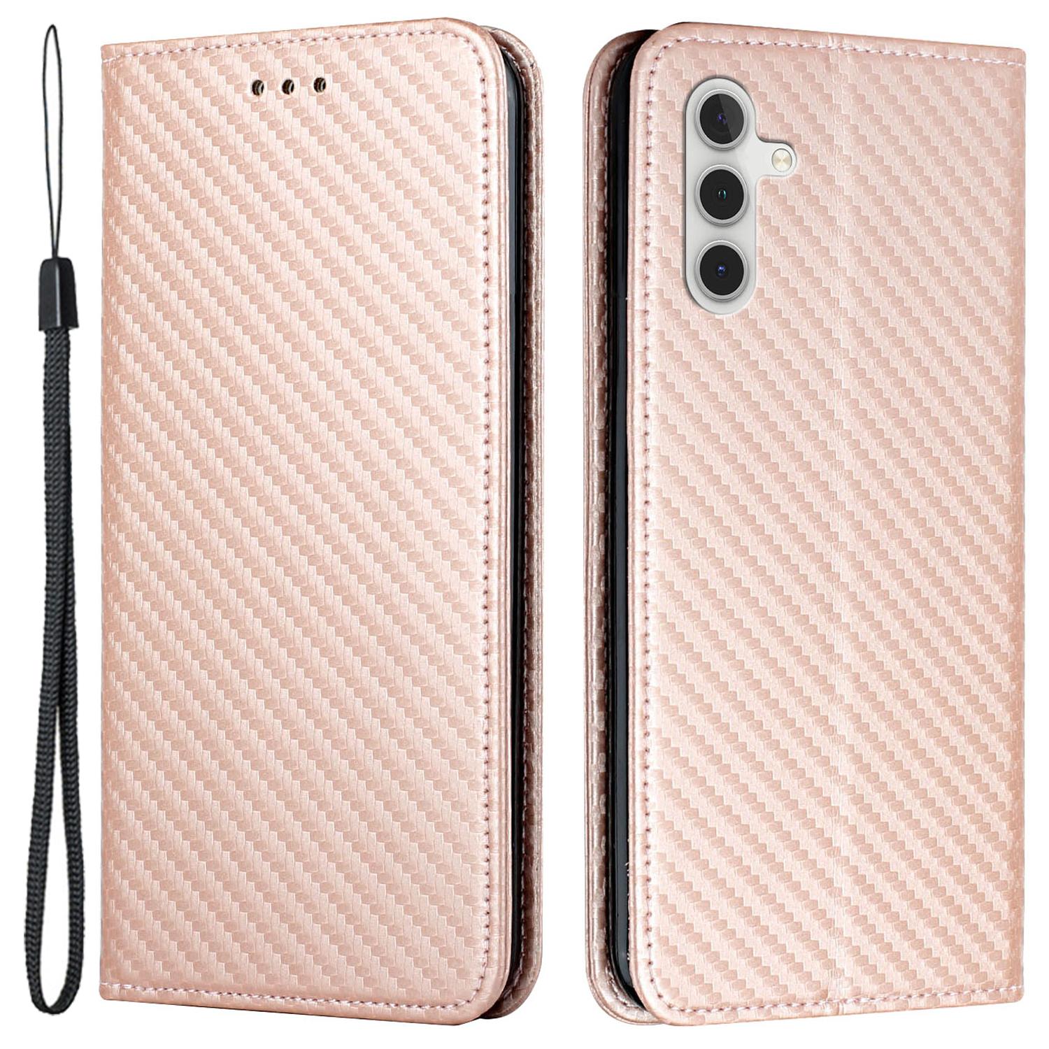 

For Samsung Galaxy A55 5G Case Leather Magnetic Absorption Phone Wallet Cover Rose Gold