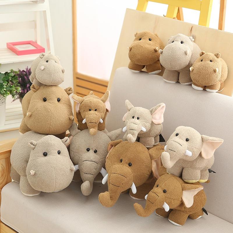 Realistic Hippo And Elephant Plush Toys For Kids' Birthday Gifts