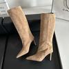 Sharp Pointed Women's Knee High Boots Designer Party Outfit Street Boots Thin High Heels