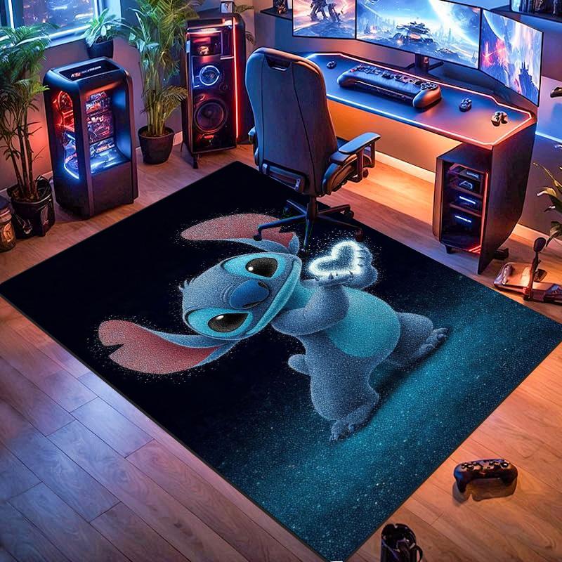 Stitch Tropical Monstera Leaf Surfboard Floral Seamless Print Area Rug Non Slip Cartoon Gaming Bedroom Floor Carpet