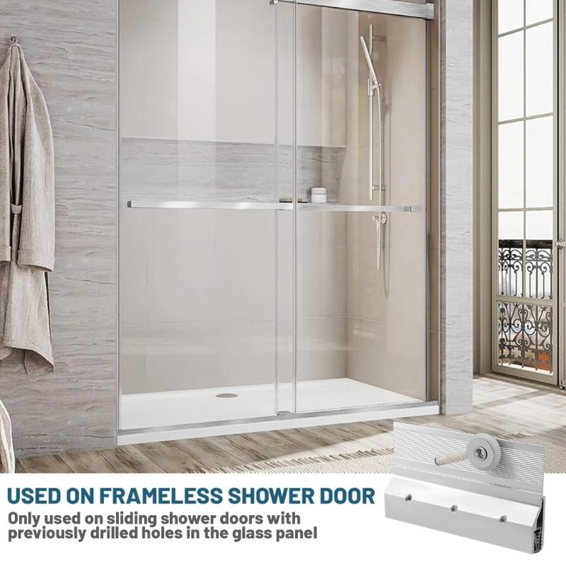 4pcs Adjustable Shower Door Rollers for 1/4 In Thick Glass Ensuring Level Installation Using Ball Bearing