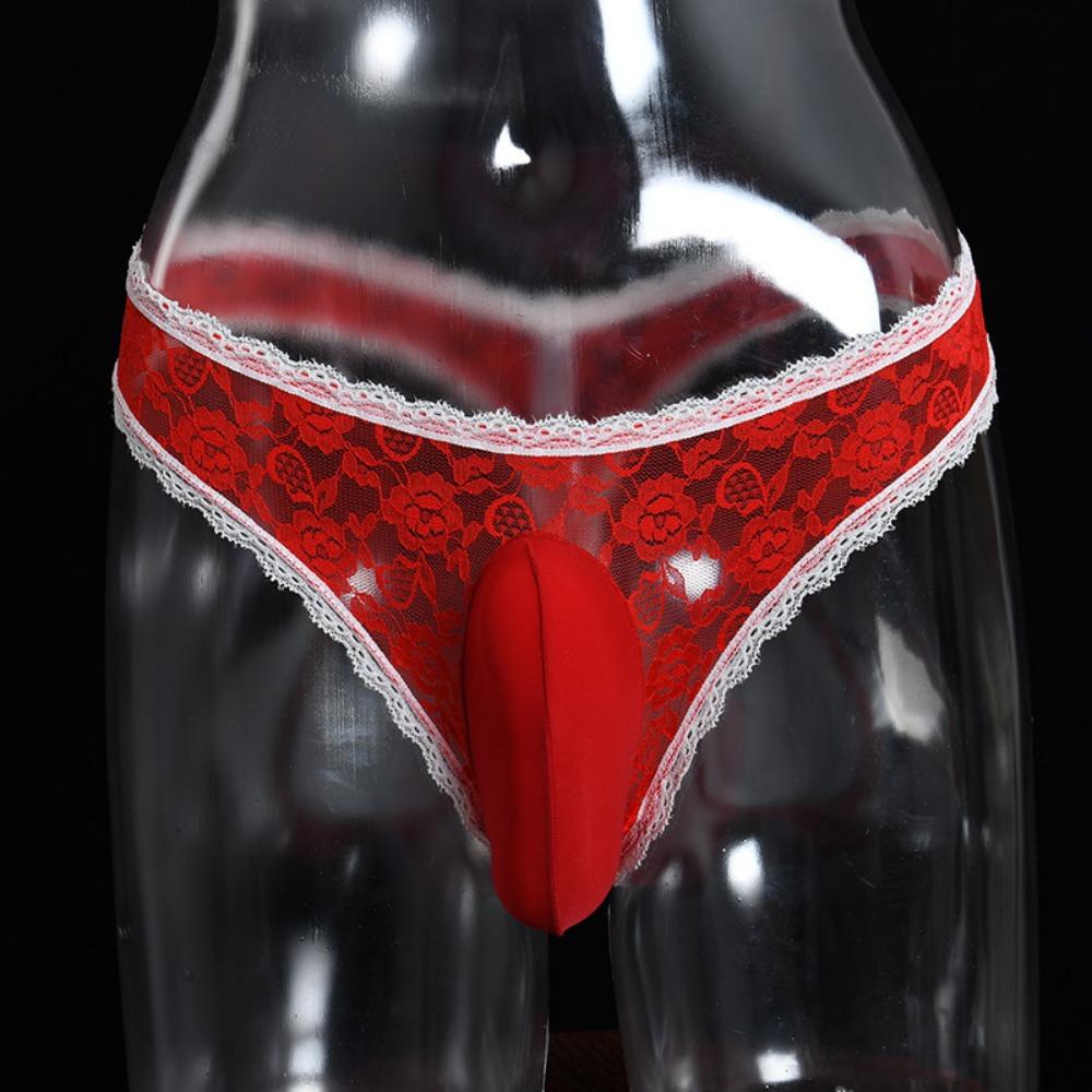 Qinghe Men's Underwear Vertical Bag Egg Sexy Love Women's Lace Jj Set Briefs Couple Underwear Stockings Shorts