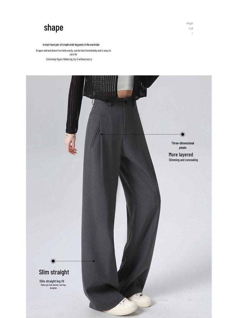 Women's High-Waisted Gray Wide-Leg Trousers - Spring/Autumn 2025 Collection