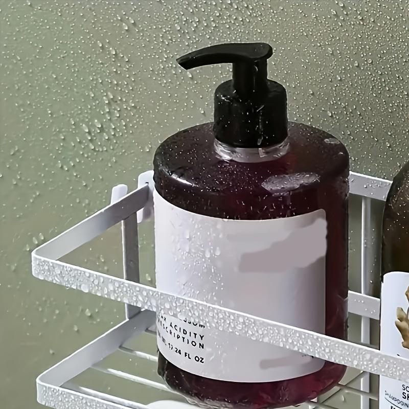 1pc Stainless Steel Wall-Mounted Bathroom Organizer Shelf - Space-Saving Storage Rack for Shampoo, Conditioner, and Soap, Painted Copper Finish