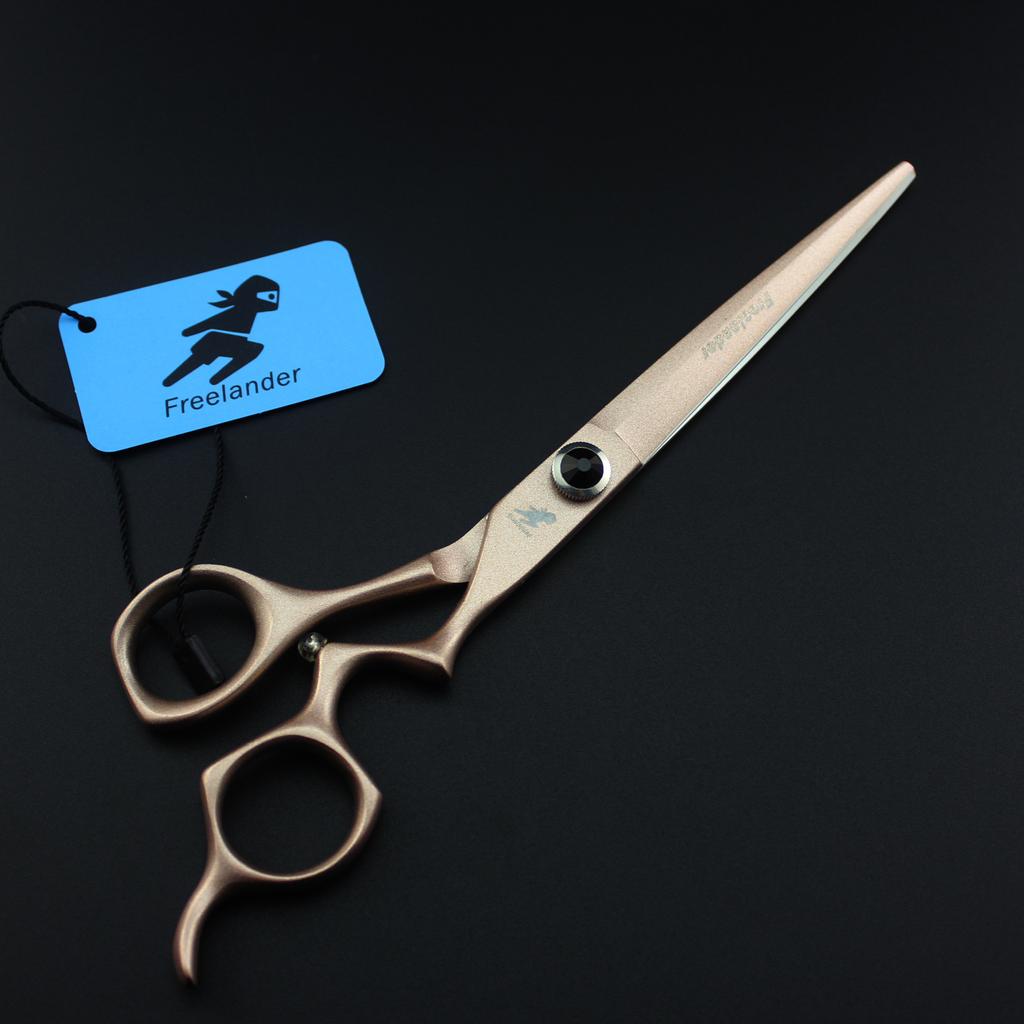 7.0 Inch Freelander Local Tyrant Gold Paint Curved Handle Hairdressing Shears Pet Scissors Flat Shears