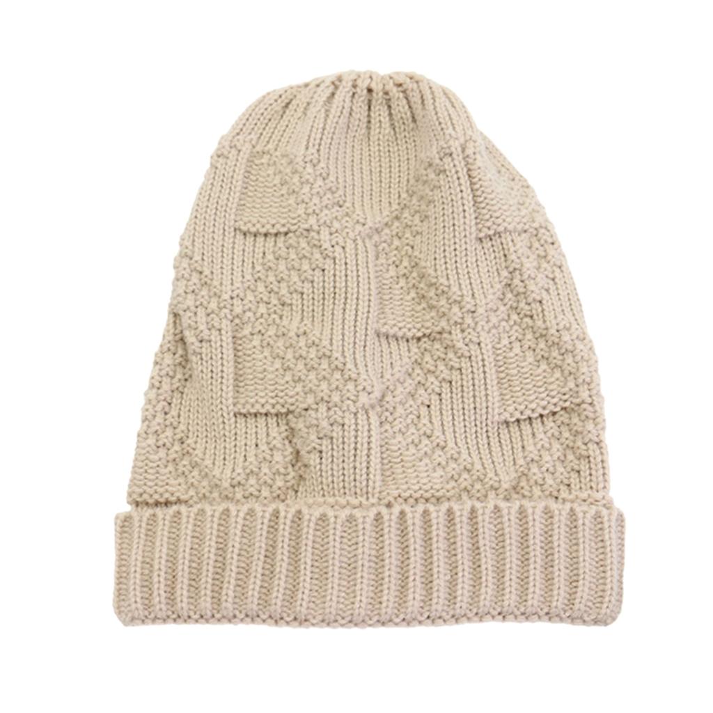 Cable Knit Beanie Hats Baggy Slouchy Skull Ski - Beige, as described