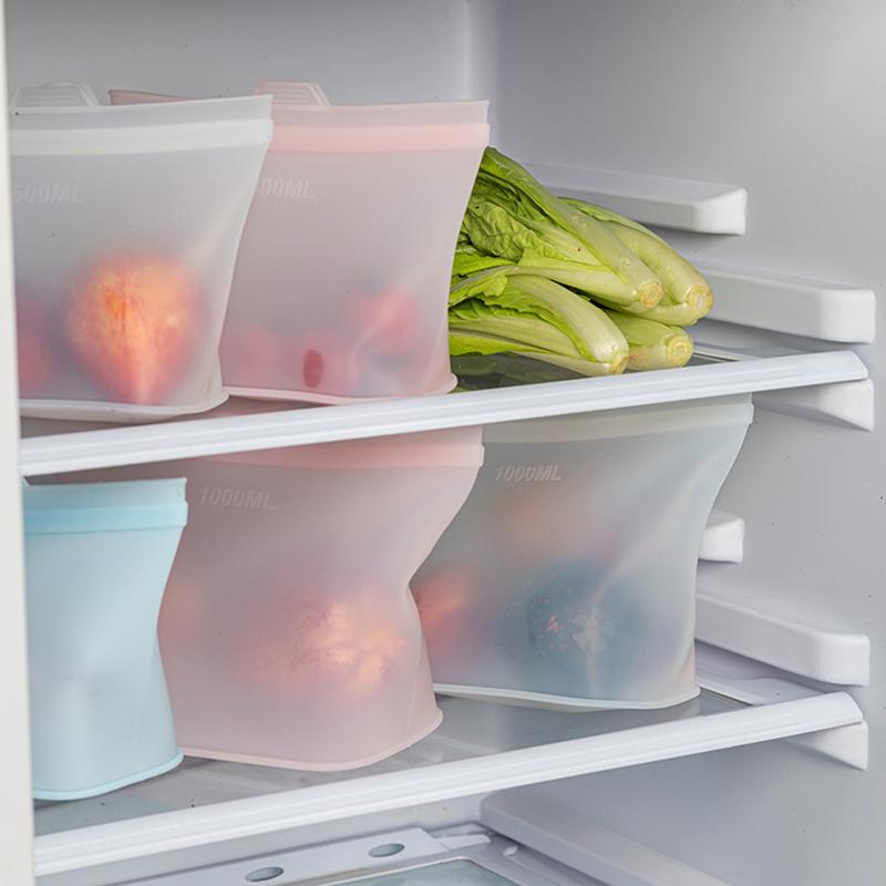 3Pcs Silicone Food Storage Bag Reusable Stand Up Zip Leakproof Containers Fresh Bag Food Storage Fresh Wrap Ziplock