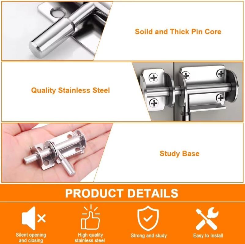 10/1Pcs Door Latches Stainless Steel Heavy Duty Door Bolts Gate Safety Toilet Door Lock Anti-theft Latch Hasp Home Hardware Tool