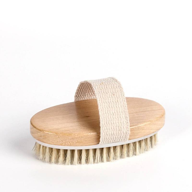 Luxurious Natural Bristle Shower Back Scrubber With Long Wooden Handle For Smooth Skin