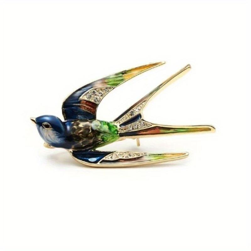 Klassieke broche met zwaluw van geëmailleerd metaal, geschikt voor sjaals, als kerstcadeau, voor banketten en bruiloften.