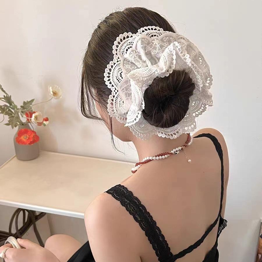 2025 Stylish Handmade Double Layer Lace Trim Lolita Hair Tie