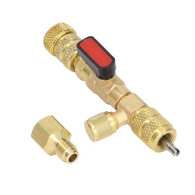 Valve Core Remover 1/4SAE 5/16SAE Port Air Conditioning Line Repair Tool for R12 R122 R410