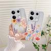 Ink Peony Wildflower Floral Clear Phone Case For Xiaomi Redmi Note 13 12 11 8 9 10 Pro 12s Shockproof Soft TPU Transparent Cover