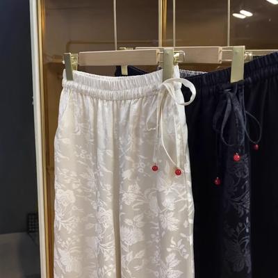 Neue Samthose im chinesischen Stil für Damen im Frühling Neu Weich und locker fallend Schmale Version Gerade Weitbein Freizeithose
