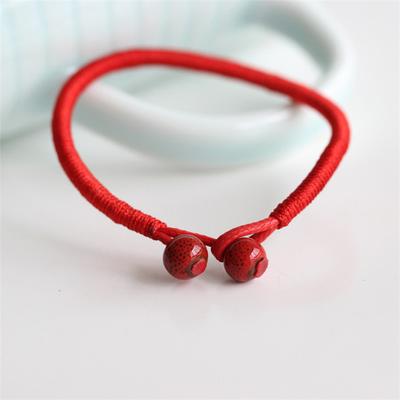Lucky Red Rope Bracelet Women Handmade Woven String Ceramic Beads Pendant Bracelet Charm Jewelry