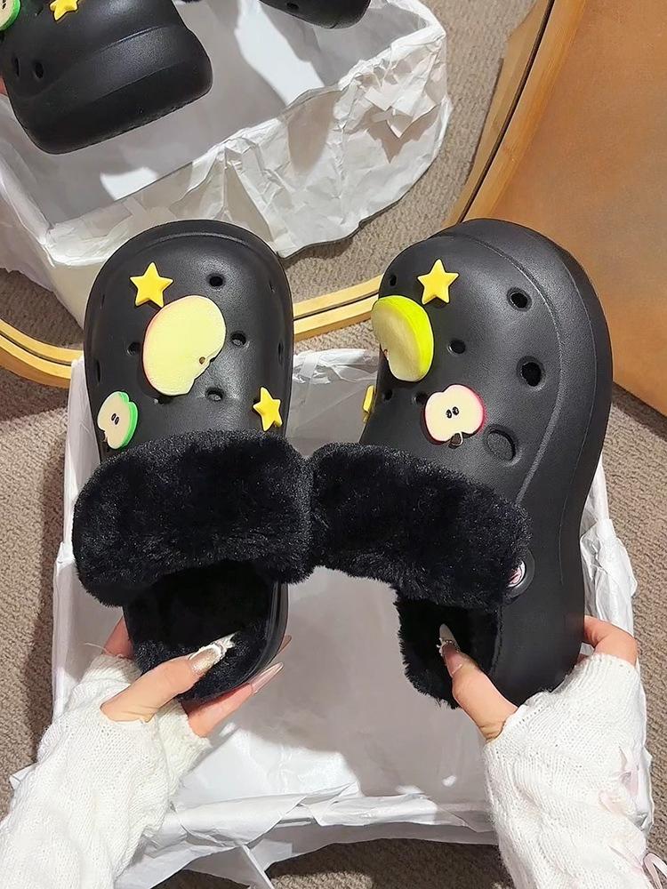 

Thick-soled Anti-slip Cotton Flip-flops for Autumn and Winter, New Cute Shoes for Girls 40-41 чорний