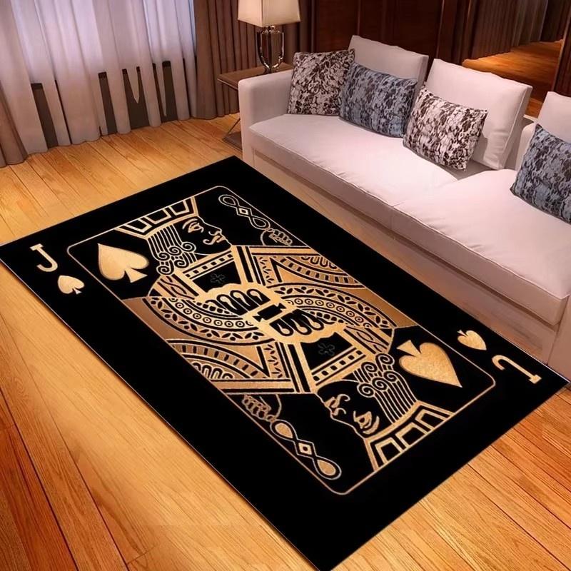 Kupa Ası Poker Kartı Desenli Halı Oturma Odası İçin Kaymaz Yatak Odası Yatak Kenarı Kanepe Alan Halısı Yumuşak İç Mekan Yer Paspası Ev Dekorasyonu