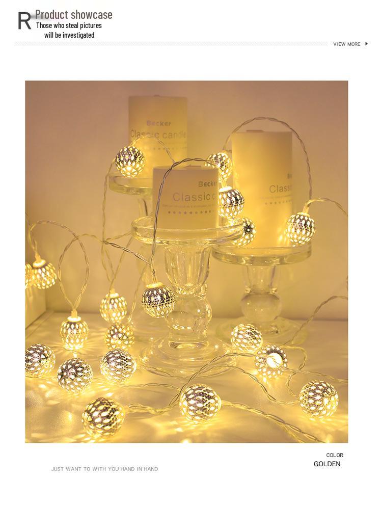 Solar-Powered Moroccan LED String Lights - USB Rechargeable, Ideal for Weddings & Holidays
