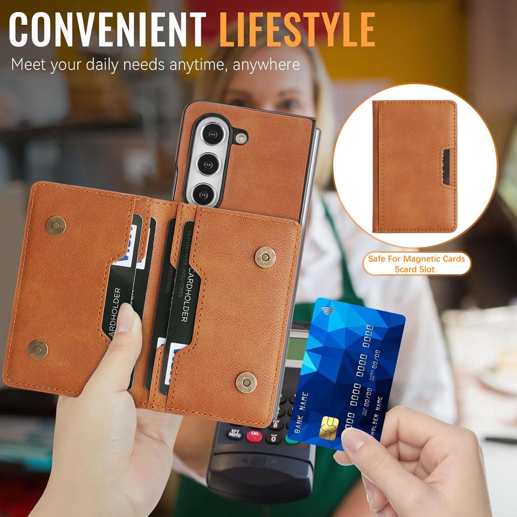 2-In-1 Two-fold Wallet Leather Phone Case for Samsung Galaxy Z Fold 7 ZFold 6 5 4 3 Wireless Charging Magnetic Card Holder Cover