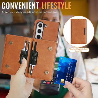 2-In-1 Two-fold Wallet Leather Phone Case for Samsung Galaxy Z Fold 7 ZFold 6 5 4 3 Wireless Charging Magnetic Card Holder Cover