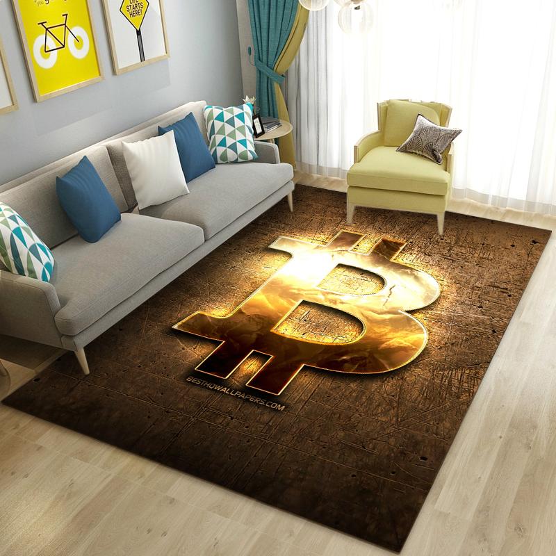 3D Bitcoin Alan Kilim Büyük, Oturma Odası Yatak Odası Kanepe Mutfak Paspas Dekorasyon için Halı Halı, Çocuk Kaymaz Zemin Mat Oyna