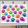 2D Watercolor Rainbow Paw Prints with Paint Splashes Backdrop