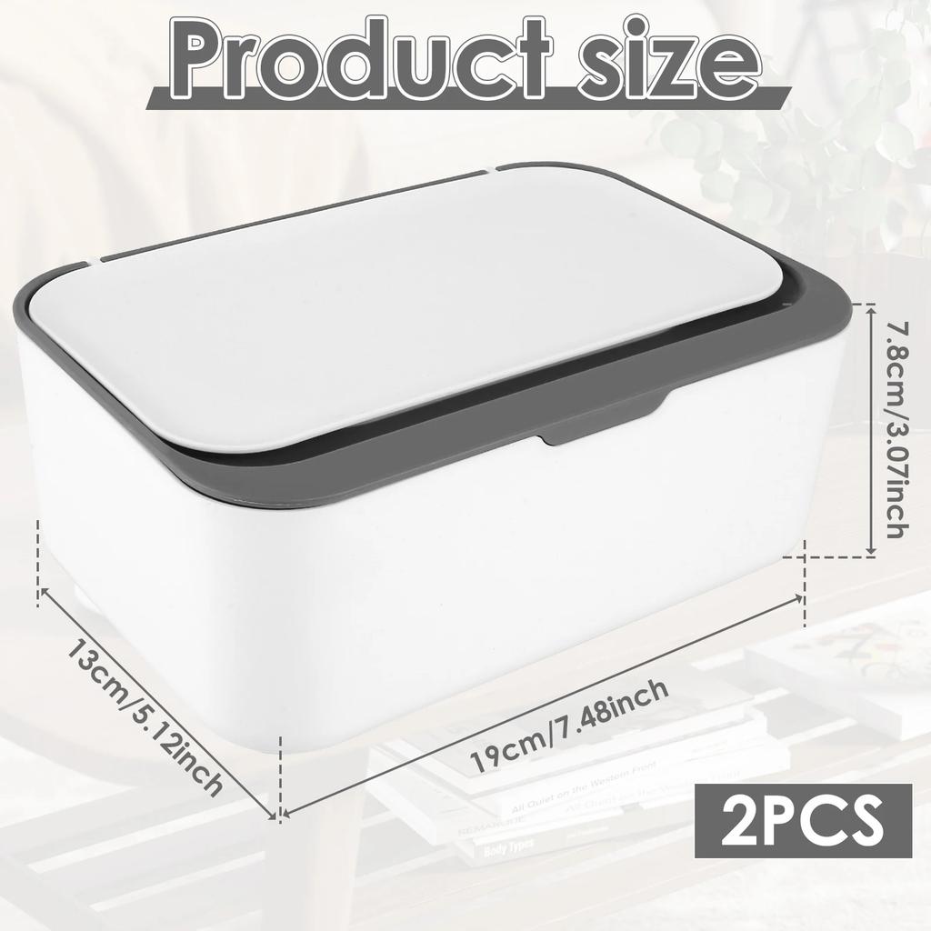 2Pcs Wipes Dispenser Baby Wipe Holder w/ Lid Refillable Wet Tissue Container Keeps it Fresh Dustproof Wet Tissue Cases Organizer