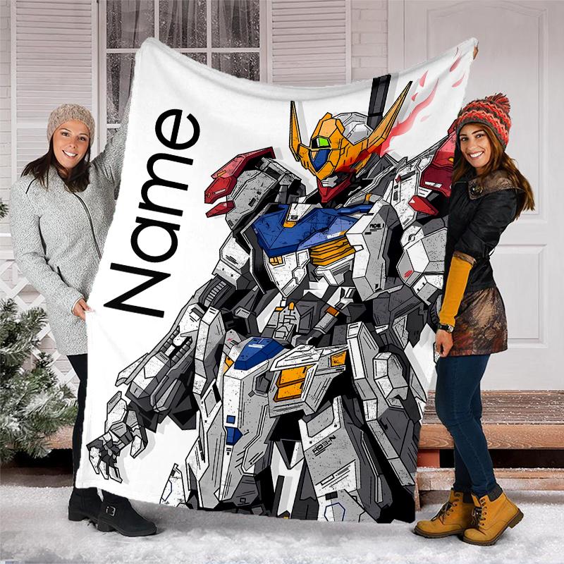 Personalized Custom Name Blanket - Mobile Suit Gundam Print Design,Blanket for Sofa,Bed,Travel,Camping - Soft and Warm, Great Gift