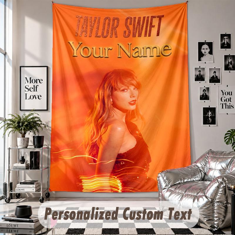 Wall Hanging Tapestry With Custom Name & Text, Taylor Swift Decorative Tapestry For Bedroom