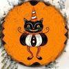 Vintage Black Cat Halloween Metal Wall Art Round Iron Sign Orange Black Home Decor