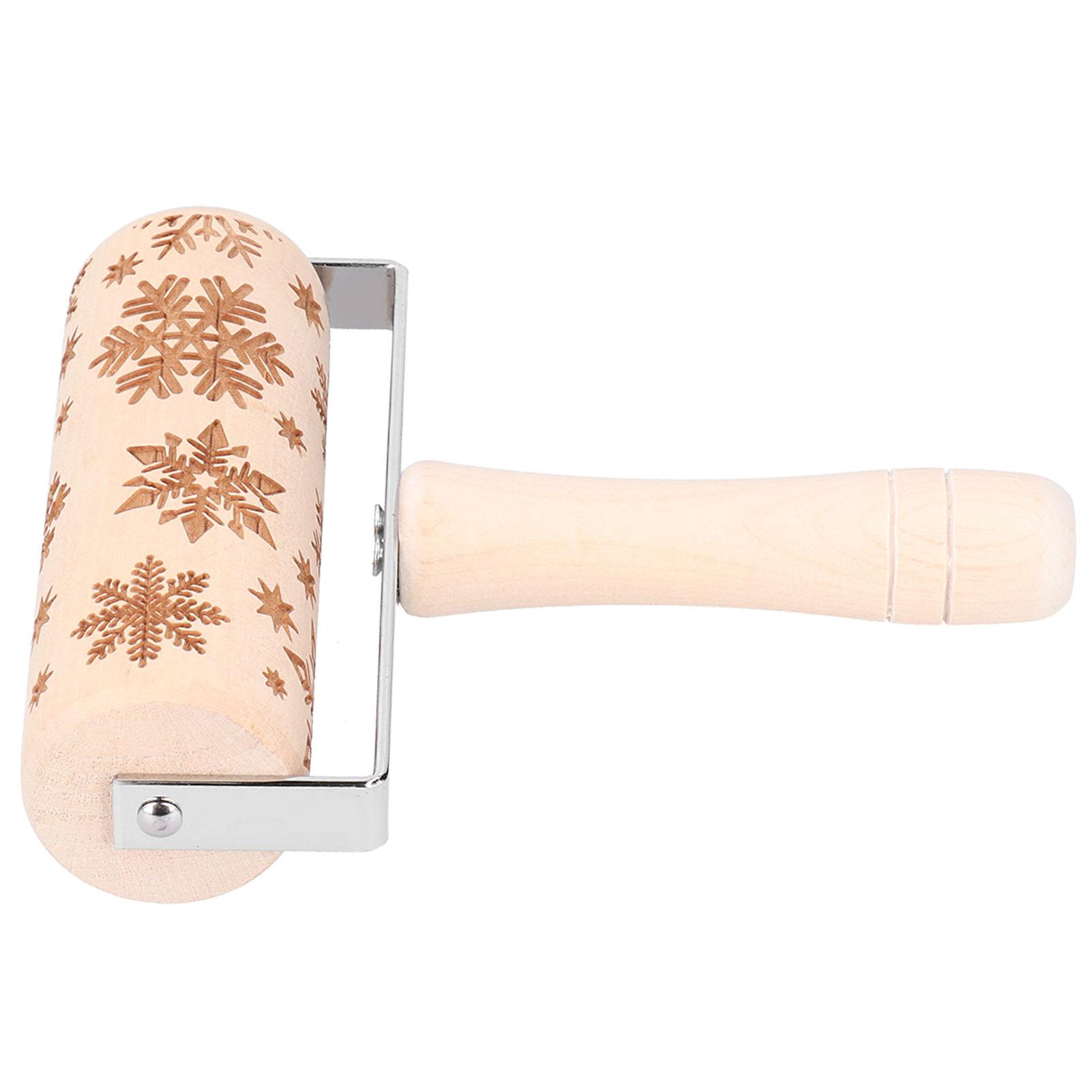 

Рождественская скалка Деревянная рождественская скалка с гравировкой и тиснением Палочка для теста Инструмент для выпечки Большая снежинка