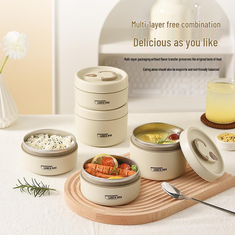 304 Stainless Steel Leak-Proof Multi-Layer Insulated Lunch Box for Office Workers & Students, Microwave Safe & Portable