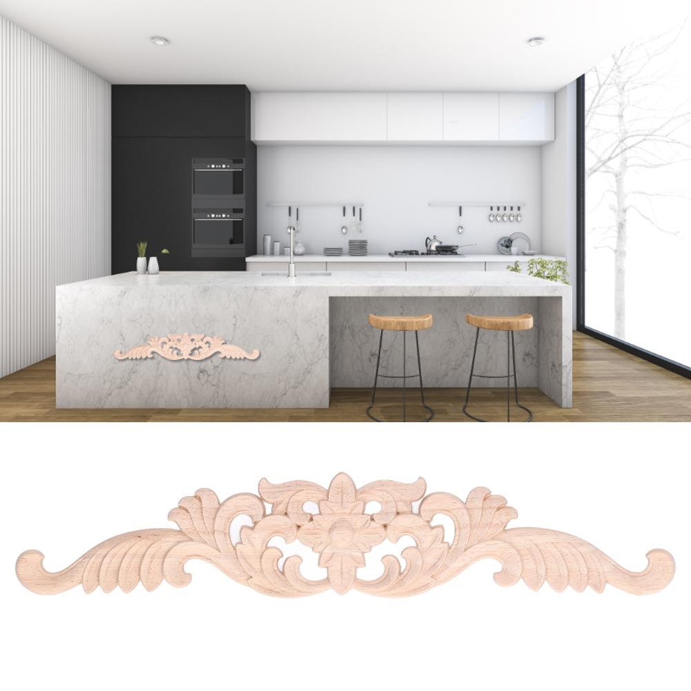Long Design Wood Carved Applique 40x8cm Cabinet Furniture Decoration Bed Door Decoration