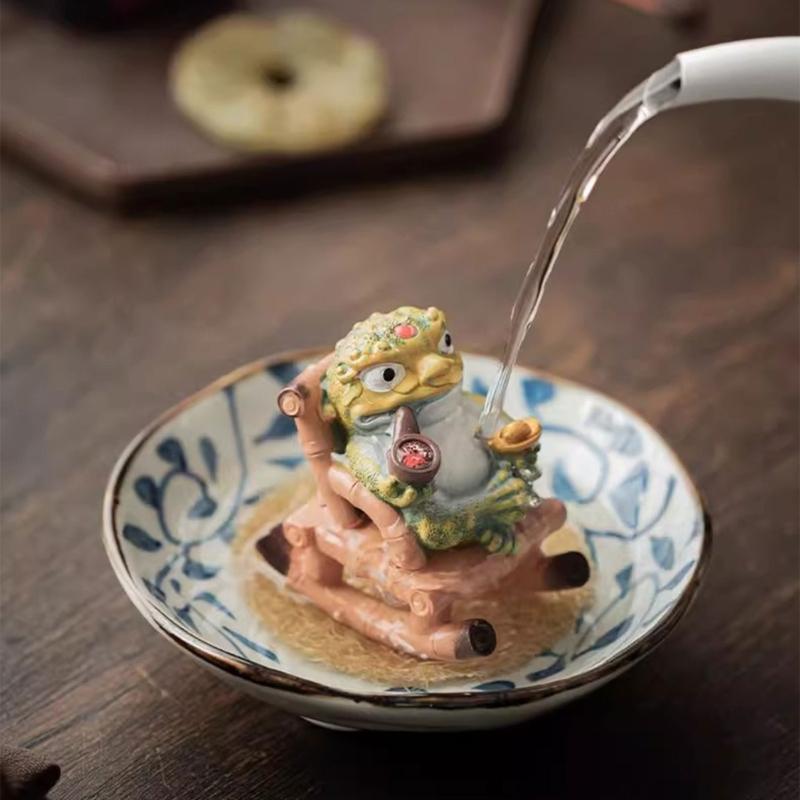 Resins Rocking Chair Frogs Teas Pet With Exquisites Craftsmanship Temperature Sensitive Color Changing For Home Decors