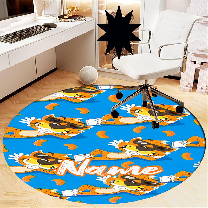 Custom Name Cheetos Printed Round Rug Carpet Chair Rug Area Rug Entryway Doormats,for Office Chair Living Room Bedroom Kitchen Room.